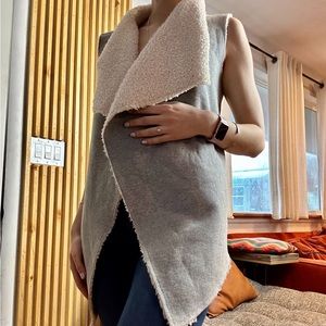 Cotton CAVALINI Vest - Gray - White Sherpa